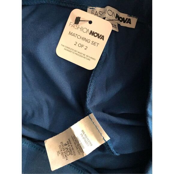 Fashion Nova blue long sleeve maxi cut to thigh and matching pants NWT XL - Picture 8 of 8